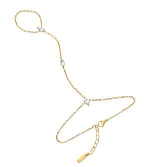 Golden Whisper Hand Chain with three marquise